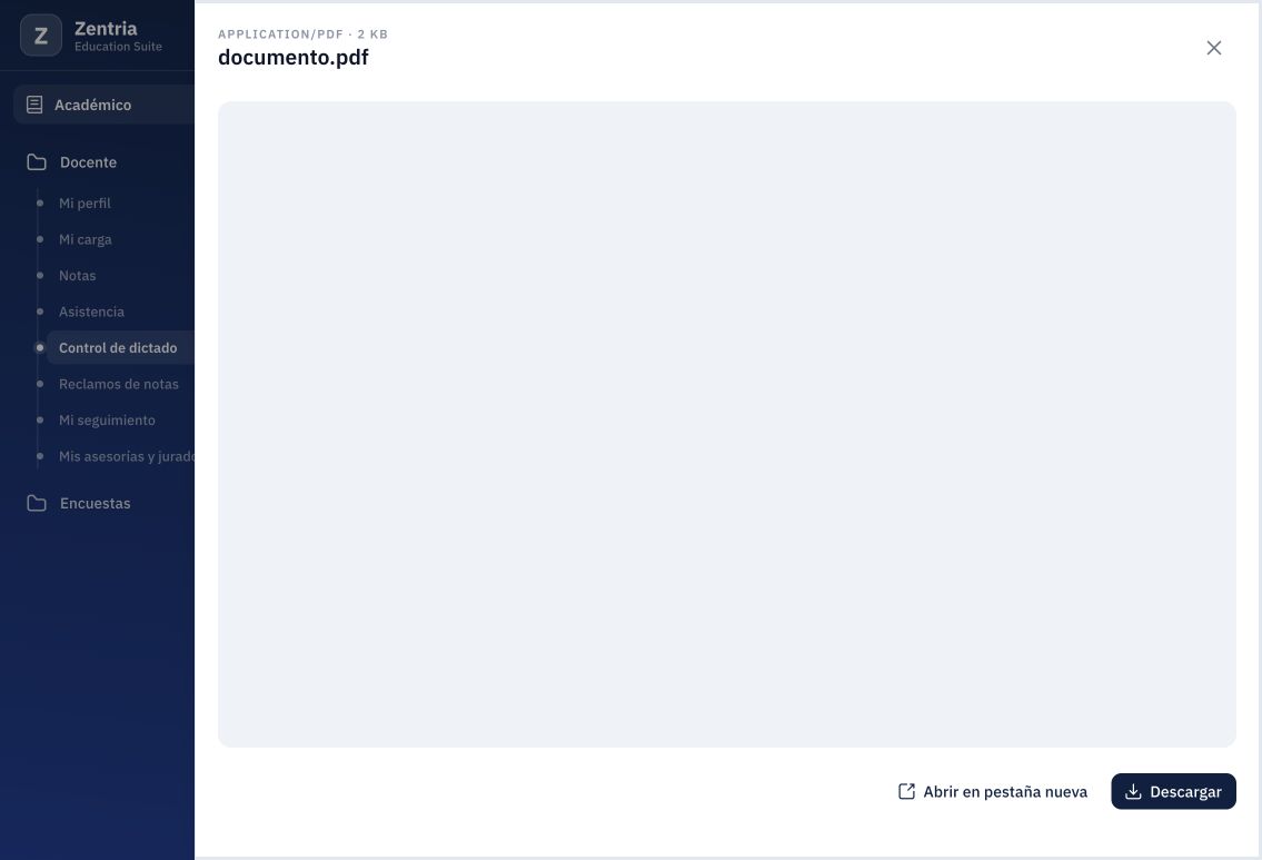Visor del parte PDF del período, listo para Descargar.