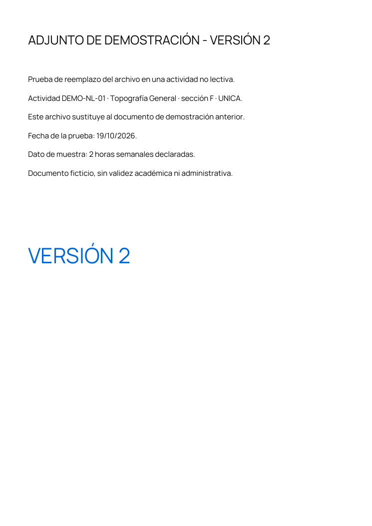 Contenido del PDF versión 2 utilizado para el reemplazo; página renderizada del documento de demostración.