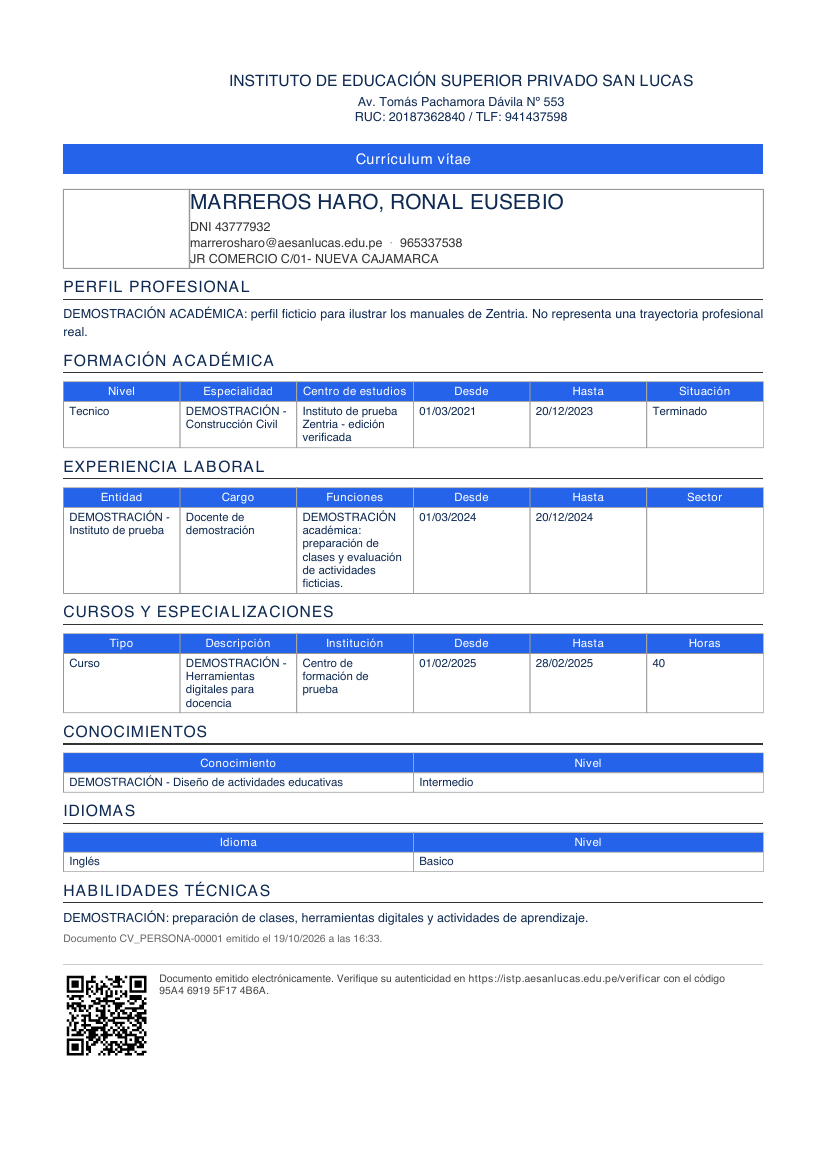 Página real del PDF CV_PERSONA-00001, emitido con los registros de demostración. No es el CV adjunto.