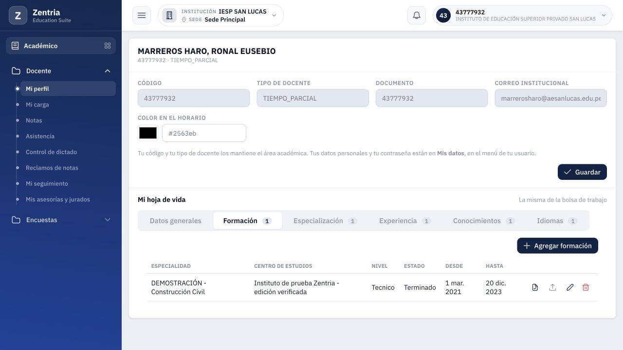 Resultado final tras recargar: cinco contadores en 1 y Formación original conservada.