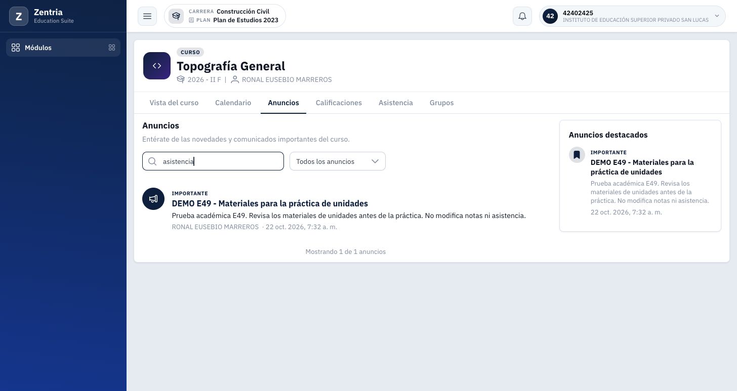 Búsqueda asistencia encuentra E49 por una palabra de su contenido.