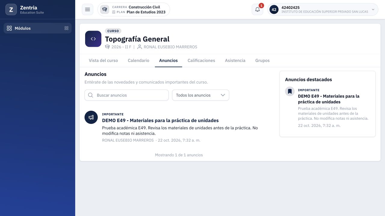 Antes de E68, el alumno veía únicamente E49; E60 seguía sin publicar.