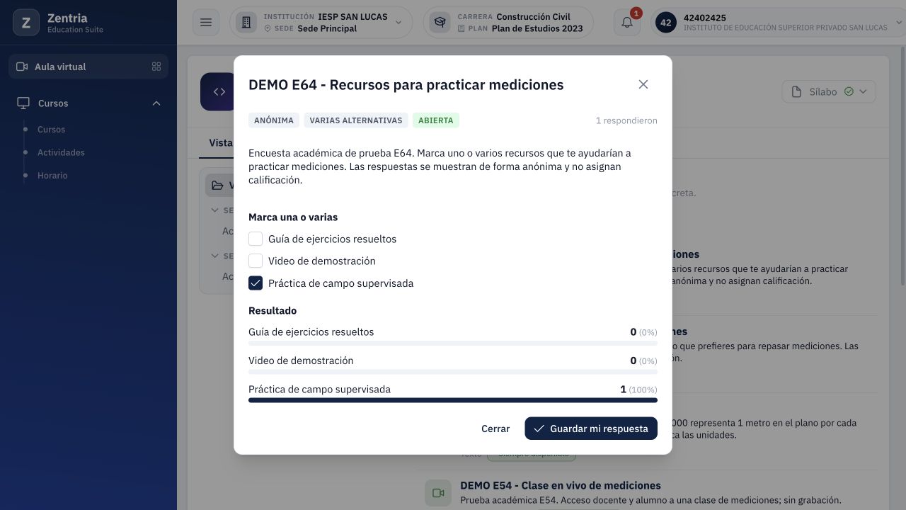 Cambio confirmado después de recargar: solo práctica seleccionada, un participante y práctica al 100 %.