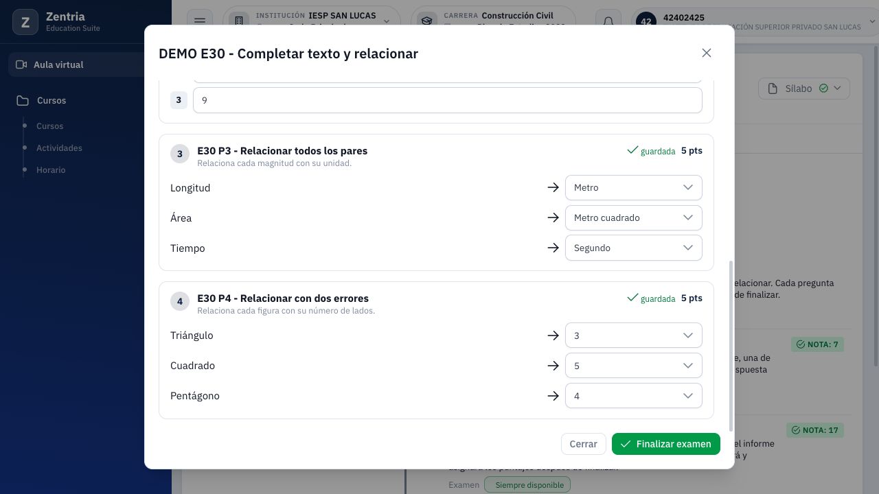 Parejas seleccionadas y guardadas: P3 completo y P4 con dos errores intencionales.