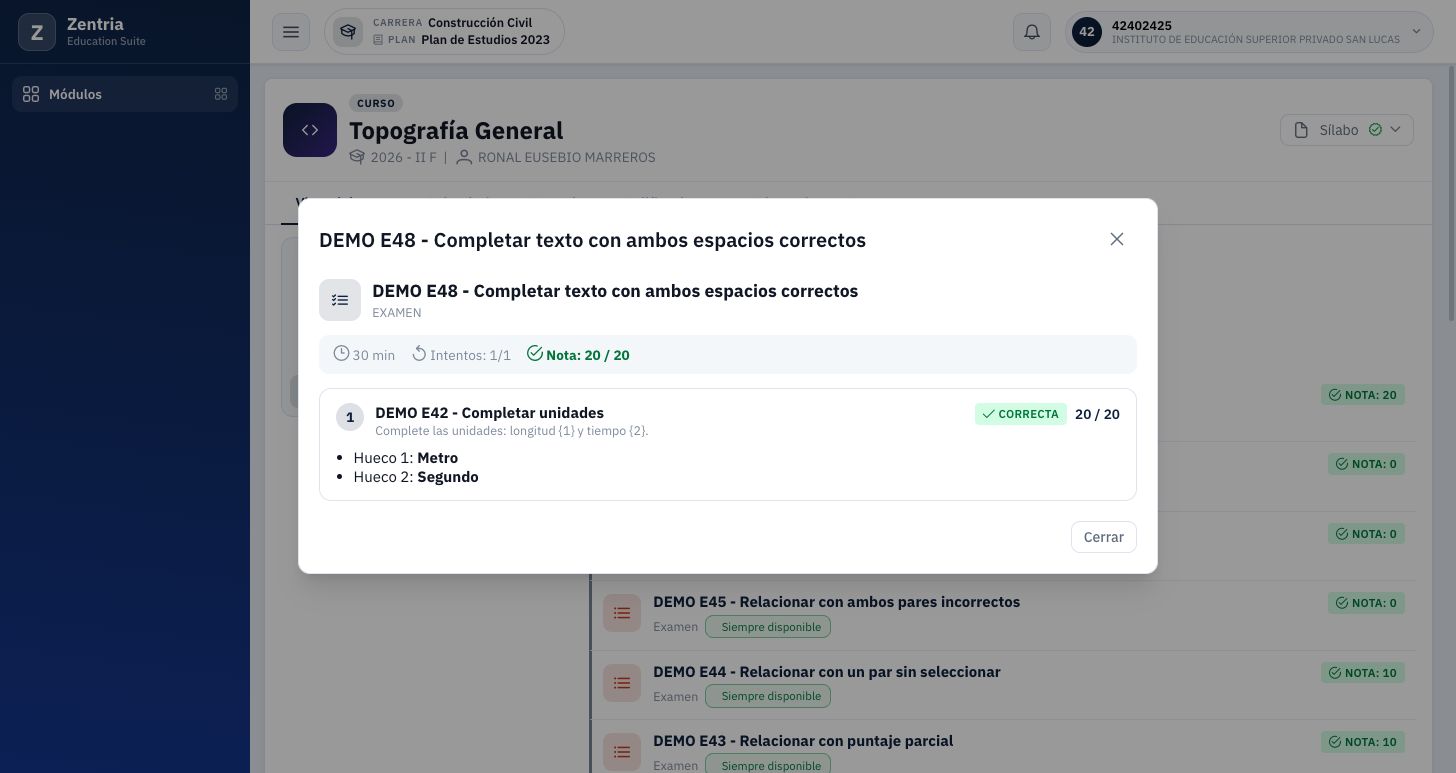 E48 reabierto: CORRECTA 20/20, Hueco 1 Metro, Hueco 2 Segundo y un único intento.