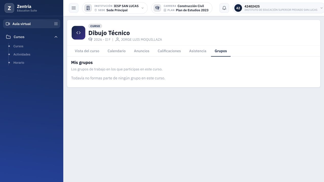Dibujo Técnico: el alumno no pertenece a un grupo en ese curso; no se modificó ningún equipo.