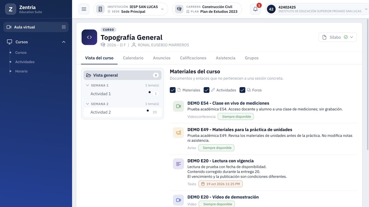 Alumno: lista de materiales sin las carpetas E59 ni la lectura todavía anidada.