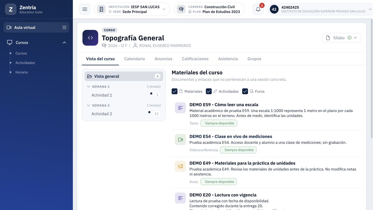 Alumno después de recargar: la lectura trasladada a raíz se muestra con su contenido.