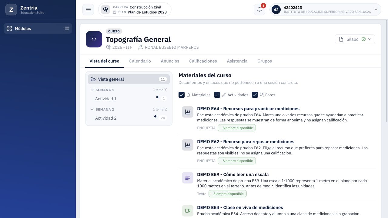 Alumno después de recargar: lectura E59 publicada en Raíz; las carpetas E59 no aparecen.