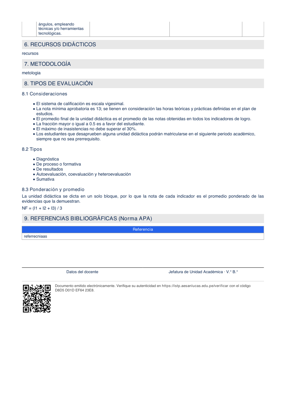 Segunda página del oficial descargado: continuación del contenido y datos de emisión del ejemplo.