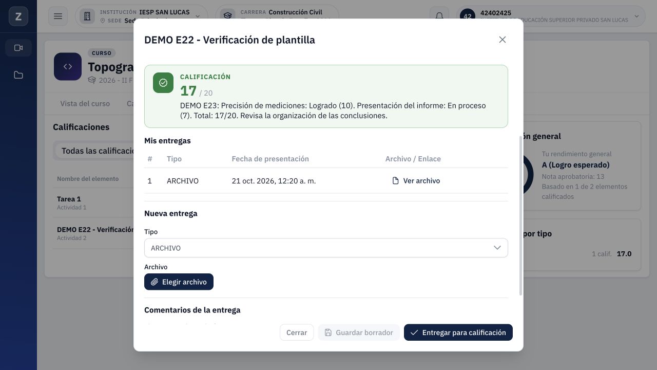 Tras retirar el archivo equivocado, vuelve a quedar una oportunidad libre; el estado sigue Borrador.